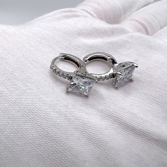 Sterling Silver Cz Huggie Earrings - Picture 6 of 17